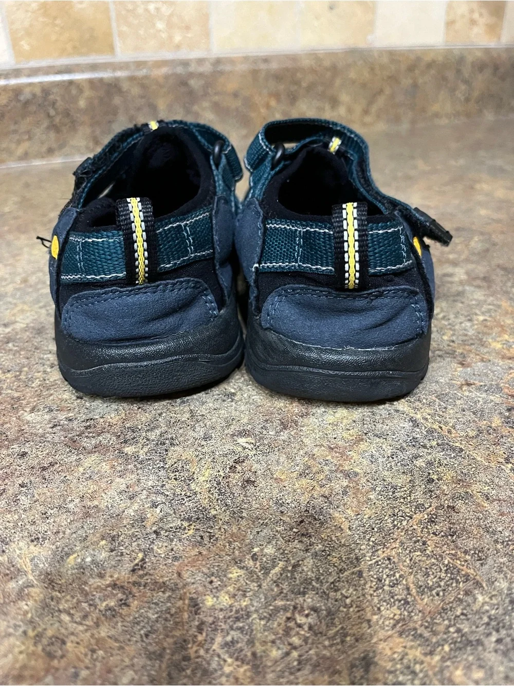 KEEN Newport H2 Little Kids Size 12 Navy Blue Yellow Waterproof Hiking Sandals